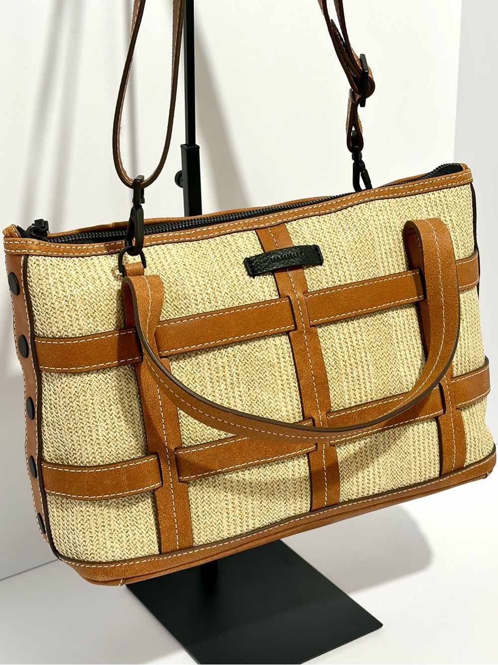 HAMMITT Addie MD Crossbody/Tote In Saddle Raffia/Bronze Hardware Like ๐ - Picture 5 of 16